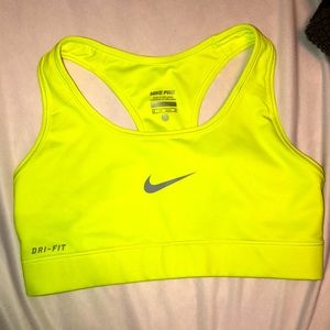 WOMENS PRO NEON YELLOW NIKE SPORTS BRA